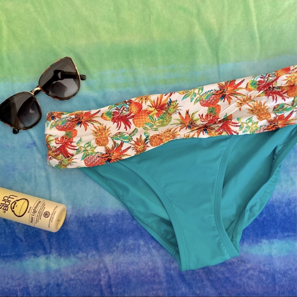 Bleu Rod Beattie Foldover Bikini Bottoms Pineapple and Teal